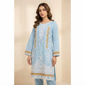 Sky Blue Embroidered Khadi Net 3-Piece Suit with Printed Dupatta | Wardrobe by Zaib
