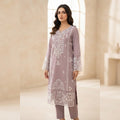 Elegant Mauve Embroidered 3-Piece Suit – Khadi Net | Wardrobe by Zaib