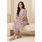 Elegant Mauve Embroidered 3-Piece Suit – Khadi Net | Wardrobe by Zaib
