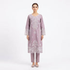 Elegant Mauve Embroidered 3-Piece Suit – Khadi Net | Wardrobe by Zaib